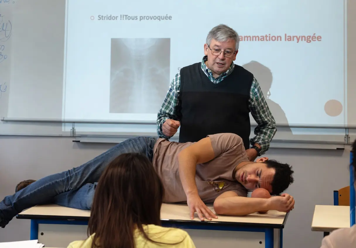 Guy Postiaux enseignant le nouveau paradigme de la kinésithérapie respiratoire