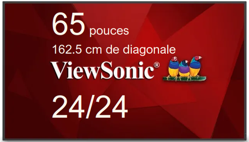 [CDE6530] ViewBoard AFFICHAGE SANS FIL LED 65" 162.5 cm de diagonale Affichage 24h/24  3840x2160, 450 nits 7J/7 24/24 REF CDE6520W  REF PG1812.0B21 (copie)