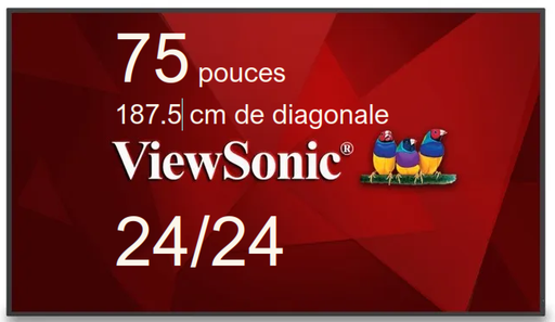 [CDE7530] ViewBoard AFFICHAGE SANS FIL LED 75" 187.5 cm de diagonale, 3840x2160, 450 nits 7J/7 24h/24 REF CDE7530