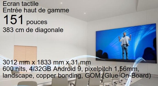 [LDM136-151] Écran LED Direct View 136" Full HD 1920x1080 600 nits, 4/32GB Android 9, pixelpitch 1,56mm, landscape, copper bonding, G