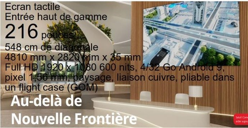 [LDP216-121] Ecran LED Direct View 216" 4K 3840x2160 500 nits, 4/64GB Android 9, pixelpitch 1,25mm, paysage+portrait, Chip-On-Board R